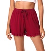 image:imageWiWi Bamboo Visose Pajama Shorts for Women Soft Sleep Bottoms Plus Size Lounge Boxers Pj Sleepwear Bottom S4XBwine Red