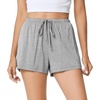 image:imageWiWi Bamboo Visose Pajama Shorts for Women Soft Sleep Bottoms Plus Size Lounge Boxers Pj Sleepwear Bottom S4XDheather Greygrey White Stripe