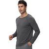 image:imageWiWi Mens Super Soft Long Sleeve Tees Moisture Wicking Shirts Viscose from Bamboo Cooling Crew Neck TShirt SXXLAcharcoal Grey