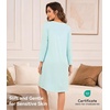 image:imageWiWi Nightgowns for Women Bamboo Viscose Soft Long Sleeve Sleep Shirts Comfy Sleepwear Night Shirts S4XAaqua
