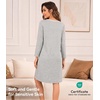 image:imageWiWi Nightgowns for Women Bamboo Viscose Soft Long Sleeve Sleep Shirts Comfy Sleepwear Night Shirts S4XAheather Grey