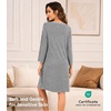 image:imageWiWi Nightgowns for Women Bamboo Viscose Soft Long Sleeve Sleep Shirts Comfy Sleepwear Night Shirts S4XAheather Grey Stripe