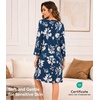 image:imageWiWi Nightgowns for Women Bamboo Viscose Soft Long Sleeve Sleep Shirts Comfy Sleepwear Night Shirts S4XAink Blue Floral