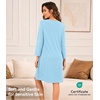 image:imageWiWi Nightgowns for Women Bamboo Viscose Soft Long Sleeve Sleep Shirts Comfy Sleepwear Night Shirts S4XApale Blue