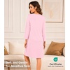 image:imageWiWi Nightgowns for Women Bamboo Viscose Soft Long Sleeve Sleep Shirts Comfy Sleepwear Night Shirts S4XApink