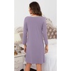 image:imageWiWi Nightgowns for Women Bamboo Viscose Soft Long Sleeve Sleep Shirts Comfy Sleepwear Night Shirts S4XAviolet