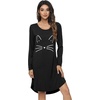 image:imageWiWi Nightgowns for Women Bamboo Viscose Soft Long Sleeve Sleep Shirts Comfy Sleepwear Night Shirts S4XBblackCat