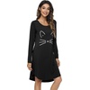 image:imageWiWi Nightgowns for Women Bamboo Viscose Soft Long Sleeve Sleep Shirts Comfy Sleepwear Night Shirts S4XBblackCat