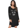 image:imageWiWi Nightgowns for Women Bamboo Viscose Soft Long Sleeve Sleep Shirts Comfy Sleepwear Night Shirts S4XBblackEye