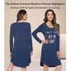 image:imageWiWi Nightgowns for Women Bamboo Viscose Soft Long Sleeve Sleep Shirts Comfy Sleepwear Night Shirts S4XBdark BlueEye