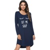 image:imageWiWi Nightgowns for Women Bamboo Viscose Soft Long Sleeve Sleep Shirts Comfy Sleepwear Night Shirts S4XBdark BlueEye