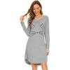 image:imageWiWi Nightgowns for Women Bamboo Viscose Soft Long Sleeve Sleep Shirts Comfy Sleepwear Night Shirts S4XBheather GreyCat