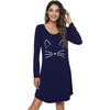 image:imageWiWi Nightgowns for Women Bamboo Viscose Soft Long Sleeve Sleep Shirts Comfy Sleepwear Night Shirts S4XBnavyCat