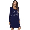 image:imageWiWi Nightgowns for Women Bamboo Viscose Soft Long Sleeve Sleep Shirts Comfy Sleepwear Night Shirts S4XBnavyCat