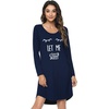 image:imageWiWi Nightgowns for Women Bamboo Viscose Soft Long Sleeve Sleep Shirts Comfy Sleepwear Night Shirts S4XBnavyEye