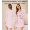 image:imageWiWi Nightgowns for Women Bamboo Viscose Soft Long Sleeve Sleep Shirts Comfy Sleepwear Night Shirts S4XBpinkCat