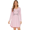 image:imageWiWi Nightgowns for Women Bamboo Viscose Soft Long Sleeve Sleep Shirts Comfy Sleepwear Night Shirts S4XBpinkCat