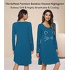 image:imageWiWi Nightgowns for Women Bamboo Viscose Soft Long Sleeve Sleep Shirts Comfy Sleepwear Night Shirts S4XBteal BlueCat