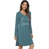 image:imageWiWi Nightgowns for Women Bamboo Viscose Soft Long Sleeve Sleep Shirts Comfy Sleepwear Night Shirts S4XBvintage IndigoCat
