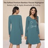 image:imageWiWi Nightgowns for Women Bamboo Viscose Soft Long Sleeve Sleep Shirts Comfy Sleepwear Night Shirts S4XBvintage IndigoCat