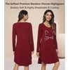 image:imageWiWi Nightgowns for Women Bamboo Viscose Soft Long Sleeve Sleep Shirts Comfy Sleepwear Night Shirts S4XBwineCat