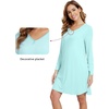 image:imageWiWi Nightgowns for Women Bamboo Viscose Soft Long Sleeve Sleep Shirts Comfy Sleepwear Night Shirts S4XCaqua
