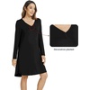 image:imageWiWi Nightgowns for Women Bamboo Viscose Soft Long Sleeve Sleep Shirts Comfy Sleepwear Night Shirts S4XCblack