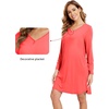 image:imageWiWi Nightgowns for Women Bamboo Viscose Soft Long Sleeve Sleep Shirts Comfy Sleepwear Night Shirts S4XCcoral