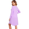 image:imageWiWi Nightgowns for Women Bamboo Viscose Soft Long Sleeve Sleep Shirts Comfy Sleepwear Night Shirts S4XClight Purple