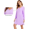 image:imageWiWi Nightgowns for Women Bamboo Viscose Soft Long Sleeve Sleep Shirts Comfy Sleepwear Night Shirts S4XClight Purple