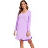image:imageWiWi Nightgowns for Women Bamboo Viscose Soft Long Sleeve Sleep Shirts Comfy Sleepwear Night Shirts S4XClight Purple