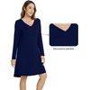 image:imageWiWi Nightgowns for Women Bamboo Viscose Soft Long Sleeve Sleep Shirts Comfy Sleepwear Night Shirts S4XCnavy