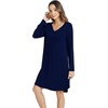 image:imageWiWi Nightgowns for Women Bamboo Viscose Soft Long Sleeve Sleep Shirts Comfy Sleepwear Night Shirts S4XCnavy