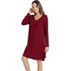 image:imageWiWi Nightgowns for Women Bamboo Viscose Soft Long Sleeve Sleep Shirts Comfy Sleepwear Night Shirts S4XCwine
