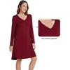 image:imageWiWi Nightgowns for Women Bamboo Viscose Soft Long Sleeve Sleep Shirts Comfy Sleepwear Night Shirts S4XCwine