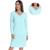image:imageWiWi Nightgowns for Women Bamboo Viscose Soft Long Sleeve Sleep Shirts Comfy Sleepwear Night Shirts S4XDaqua