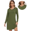 image:imageWiWi Nightgowns for Women Bamboo Viscose Soft Long Sleeve Sleep Shirts Comfy Sleepwear Night Shirts S4XDarmy Green