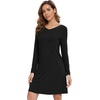 image:imageWiWi Nightgowns for Women Bamboo Viscose Soft Long Sleeve Sleep Shirts Comfy Sleepwear Night Shirts S4XDblack