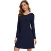image:imageWiWi Nightgowns for Women Bamboo Viscose Soft Long Sleeve Sleep Shirts Comfy Sleepwear Night Shirts S4XDnavy