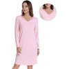 image:imageWiWi Nightgowns for Women Bamboo Viscose Soft Long Sleeve Sleep Shirts Comfy Sleepwear Night Shirts S4XDpink