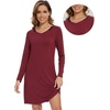 image:imageWiWi Nightgowns for Women Bamboo Viscose Soft Long Sleeve Sleep Shirts Comfy Sleepwear Night Shirts S4XDwine