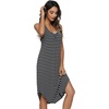 image:imageWiWi Nightgowns for Women Bamboo Viscose Super Soft Sleeveless Racerback Night Shirts Plus Size Cooling Sleepshirts S4XAblack White Stripe
