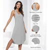 image:imageWiWi Nightgowns for Women Bamboo Viscose Super Soft Sleeveless Racerback Night Shirts Plus Size Cooling Sleepshirts S4XAgrey White Stripe