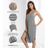 image:imageWiWi Nightgowns for Women Bamboo Viscose Super Soft Sleeveless Racerback Night Shirts Plus Size Cooling Sleepshirts S4XAheather Grey Stripe