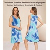 image:imageWiWi Nightgowns for Women Bamboo Viscose Super Soft Sleeveless Racerback Night Shirts Plus Size Cooling Sleepshirts S4XCtiedye Blue