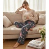image:imageWiWi Pajama Pants for Women Bamboo Viscose Super Soft Bottoms Plus Size Cooling Wide Leg Casual Lounge Yoga Sweatpants S4XAcharcoalFloral