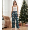 image:imageWiWi Pajama Pants for Women Bamboo Viscose Super Soft Bottoms Plus Size Cooling Wide Leg Casual Lounge Yoga Sweatpants S4XAchristmas Elk on Green