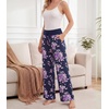 image:imageWiWi Pajama Pants for Women Bamboo Viscose Super Soft Bottoms Plus Size Cooling Wide Leg Casual Lounge Yoga Sweatpants S4XAdark NavyPurple Floral