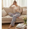 image:imageWiWi Pajama Pants for Women Bamboo Viscose Super Soft Bottoms Plus Size Cooling Wide Leg Casual Lounge Yoga Sweatpants S4XAlight GreyFloral