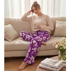 image:imageWiWi Pajama Pants for Women Bamboo Viscose Super Soft Bottoms Plus Size Cooling Wide Leg Casual Lounge Yoga Sweatpants S4XAlight Purple Floral